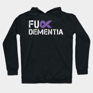 Fuck Dementia Awareness Gift Purple Ribbon Support Warrior Hoodie